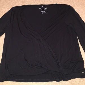 Long sleeve low cut blouse